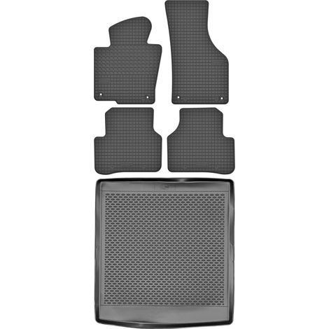 Set di tappetini in gomma per auto e tappetino per bagagliaio per Volkswagen Passat B7 Kombi dal 2010 al 2014.