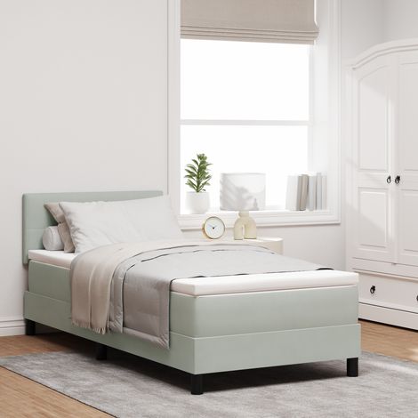 LED Box Spring Bed with Mattress Light Grey 80 x 200 cm Velvet vidaXL (1/5)