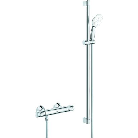 Grohe Grohtherm 500 Thermostat-Brausebatterie, mit Tempesta Brausestangenset 900mm, 1 Strahlart Rain, Chrom, 34797001