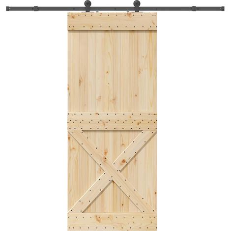 vidaXL Puerta corredera con herrajes madera maciza de pino 95x210 cm (1/5)