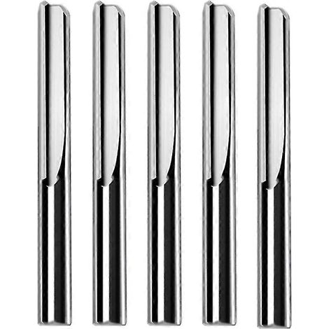Lot de 5 fraises droites à deux dents 6 x 32 mm pour bois, avec embouts en carbure, pour défonceuse CNC. (1/5)