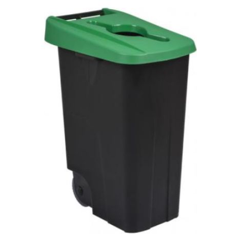 Poubelle de tri mobile Movatri - 85l - noir / vert (1/2)