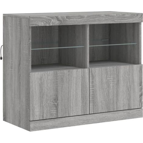 Aparador buffet cómoda armario mueble organizador cocina salón salón con luces LED Sonoma 81 x 37 x 67 cm gris 020030084 (1/5)
