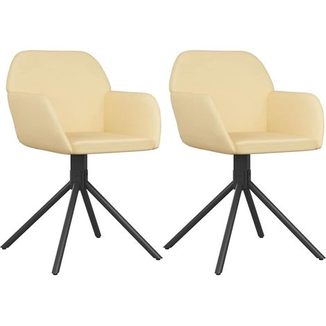 vidaXL Sillas de comedor giratorias 2 uds terciopelo crema (1/2)