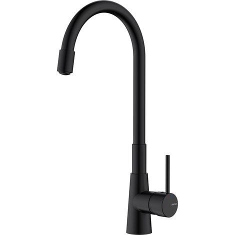 Avapax Robinet de cuisine - Noir mat - Bec flexible - Mitigeur monocommande - Laiton (1/2)