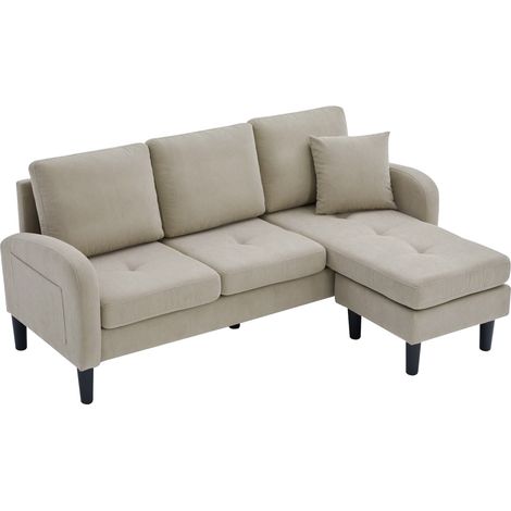 Canapé d'angle modulable 3 places avec méridienne, velours côtelé, position gauche ou droite, format compact pour salon, appartement et bureau – CHICFURN (1/5)