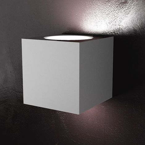 Applique moderno top light area 1127 ag gx53 led metallo biemissione lampada parete, finitura metallo grigio