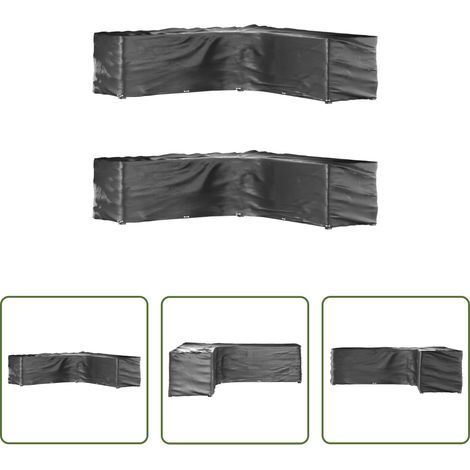 Rattanmöbel schützen - Gartenmöbel-Abdeckungen in L-Form 2 Stk. 20 Ösen 300x300x90 cm (1/5)