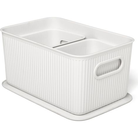 SET 3 CESTAS 5L +2X1,5L + TAPA BAOBAB /BLANCO PERGAMON - TATAY