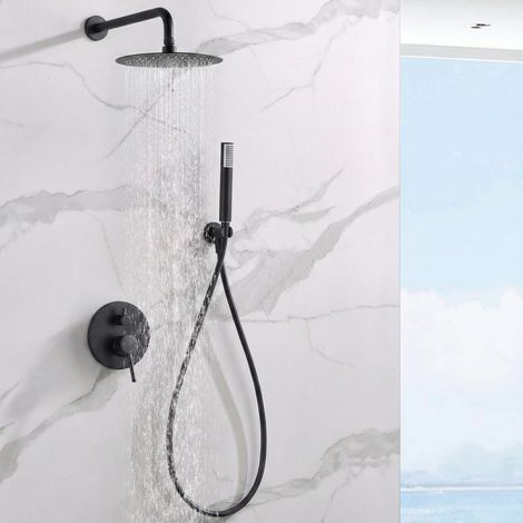 Imex - Columna Ducha Empotrada con Grifo Negro Serie Monza