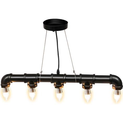Suspension rétro industrielle, suspension à 5 ampoules en forme de tuyau d'eau, 110 V (1/5)