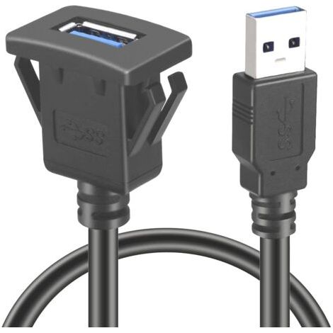 L00S Câble adaptateur USB 3.0 femelle encastrable – Câble d'extension de 1 m pour voiture, PC, bateau et moto – Idéal pour tableau de bord (1/5)