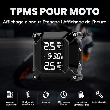 Motorcycle TPMS Motorcycle Tire Pressure Monitoring System with 2 External Sensors LCD Display Anti-Off Waterproof Car Alarm System (1/4)