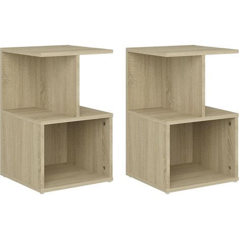Juego de 2 mesitas de noche con estantes 35 x 35 x 55 cm madera de ingeniería color roble DEC035872