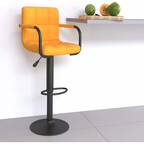 vidaXL Tabouret de bar Jaune moutarde Tissu (1/5)