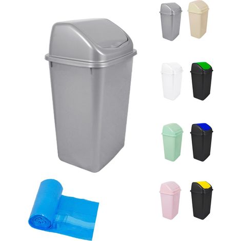 Cubo de Basura con Tapadera Basculante - 15L / 25L / 30L / 50L - Papelera Ideal para Cocina, Baño y Oficina