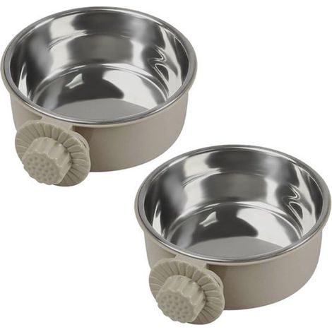 Confezione da 2 ciotole leggere in acciaio inossidabile per cibo e acqua per animali domestici, ciotole sospese staccabili in acciaio inossidabile per cibo e acqua per animali domestici, tazze per gab