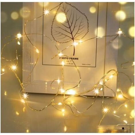 Blanc chaud Guirlande lumineuse LED, 5 m 50 LED Fil Micro Guirlande lumineuse Décoration de Noël Guirlande lumineuse à piles AA pour fête, jardin, Noël, Halloween Décoration, mariage (1/5)
