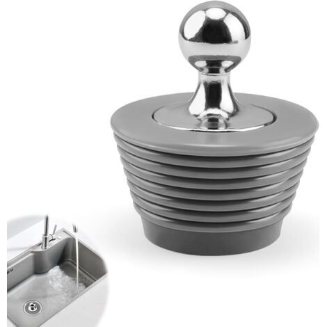 Bonde Baignoire, Conique Matériau en Silicone Bouchon Baignoire, Bouchon Silicone avec Poignée en Alliage de Zinc (1/5)