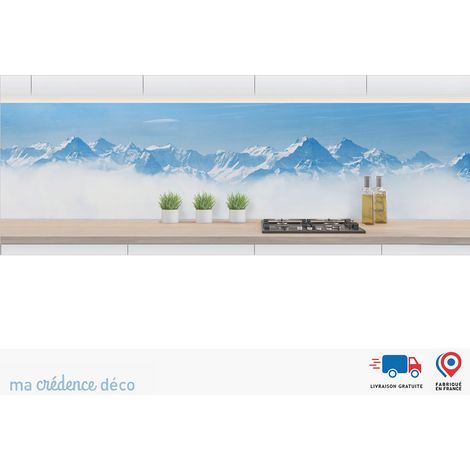 Crédence : Chaine de montagnes, Les alpes - Couleur noir - Alu composite - 60 - 120 (1/3)