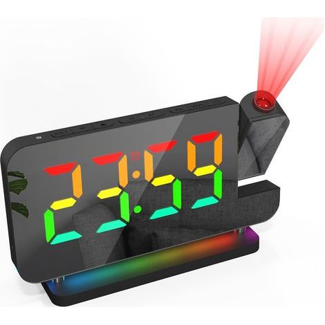 Réveil numérique, horloge LED miroir avec veilleuse RVB, 10 lumières de couleur, luminosité réglable, horloge de chevet pour chambre à coucher, bureau à domicile, bureau (1/5)