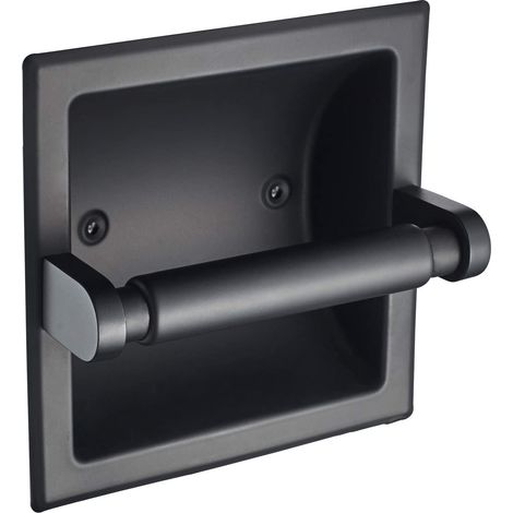 Porte-papier encastré en acier inoxydable noir mat Porte-rouleau de papier Porte-rouleau d'essuie-tout Distributeur moderne de rouleaux d'essuie-tout Carré de 6" X 6" Grand porte-rouleau Jumbo Compren (1/5)