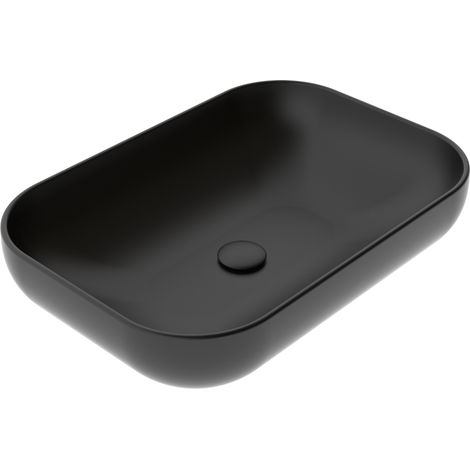 Lavabo Easy appoggio 60x42 rettangolare in ceramica nero opaco di