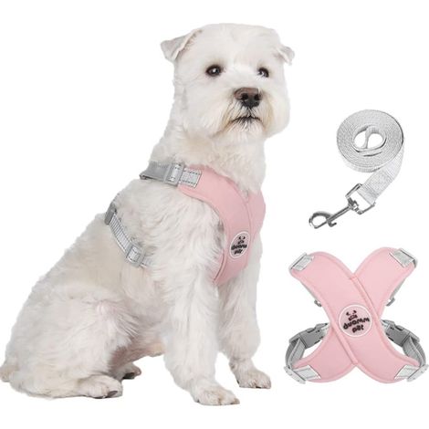 Harnais pour chien Pet X Frame anti-traction avec laisse, réglable, réfléchissant, anti-étranglement, pour chiot avec gilet rembourré (rose)
