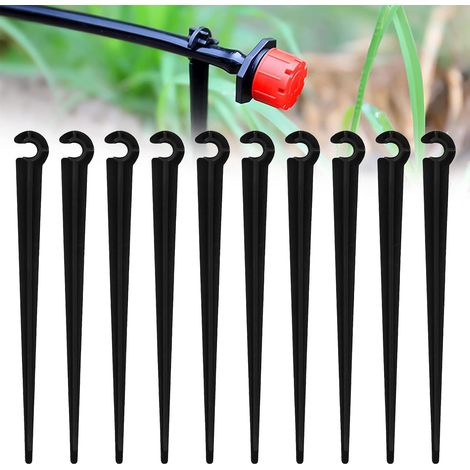 100 Pièces Piquets de Support de Tuyau d'irrigation, Arrosage en Plastique Piquet de Fixation au Sol Porte Tuyau, Support d'Égouttement d'Irrigation Pour Arrosage de 4/7 mm Tuyau (1/5)