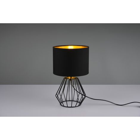 Chuck Lampe De Table Socle Géométrique En Métal Abat-jour Noir Et Doré Trio Lighting (1/3)