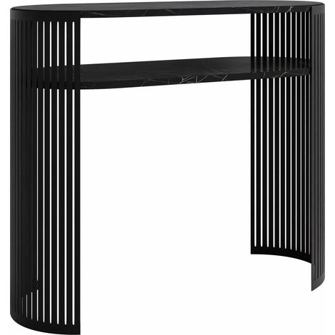 Console Civer, Noir + Marbre noir, 86x100x30cm