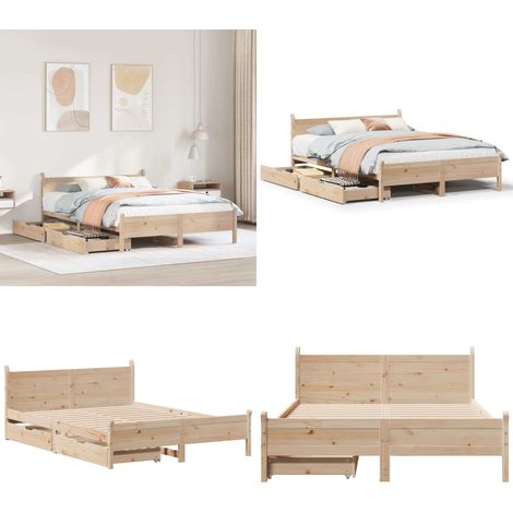 vidaXL Massivholzbett ohne Matratze 120x190 cm Kiefernholz