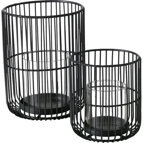 Metalllaterne mit Glaseinsatz 14 - 20 cm CINDY (1/5)