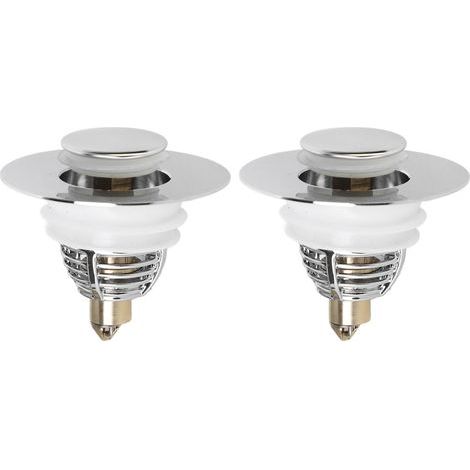 Lot de 2 bouchons de bonde pop-up pour lavabo – ABS chromé avec noyau en laiton – Anti-odeur (2 pcs) (1/5)