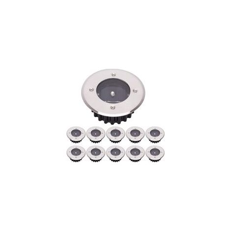LED-Solar-Bodenlampe, 10 Stück, Außenleuchte, Straßenlaterne, Erdleuchte, wasserdicht IP65 (kaltweiß, rund) [Energieklasse A+] (1/5)