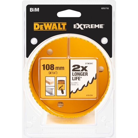 Scie cloche DeWALT Bimétal 108mm, profondeur de coupe 44mm ( Prix pour 1 )