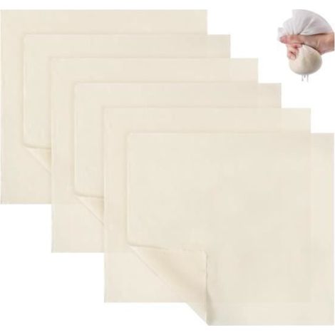 Etamine Alimentaire,5 Pièces Tissu Mousseline pour Cuisiner,Lavable Réutilisable Filtre Étamine à Non Blanchi Filtrer Jus 50x50cm (1/4)