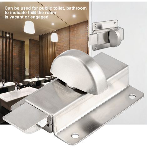 Verrou de porte toilettes salle de bain avec indicateur libre/occupé, loqueteau à vis, quincaillerie incluse, pour intimité WC, 1 pièce, acier inoxydable. (1/5)