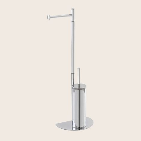 Exagonshop Piantana salvaspazio portarotolo e scopino cromo