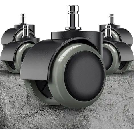 Confezione da 5 ruote di ricambio universali per sedie da ufficio, ruote silenziose da 10 mm x 22 mm [ZHE] (1/5)