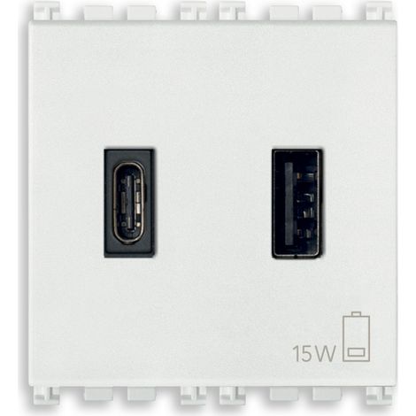 VIMAR - 19295.AC.B Alimentatore USB A+C 15W 3A 5V 2M bianco