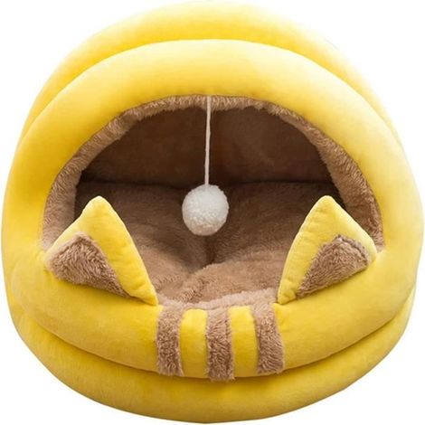 Lit pour Animal de Compagnie - Non spécifié - Grotte pour Chat - Jaune - 50cm - Confortable et Amusant (1/4)