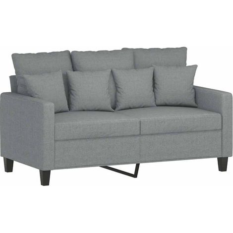 Divano a 2 Posti Sofa Grigio Chiaro 120 cm in Tessuto (1/5)