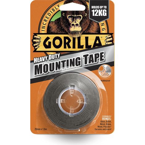 Gorilla Heavy-Duty Double-Sided Black Mounting Tape – 25.4mm x 1.52m, Strong Adhesive for Indoor and Outdoor Use