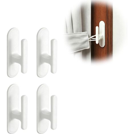 Lot de 4 Accroche Rideau sans Percage, Support Embrasse Rideau Mural Blanc, Fixation Murale Adhésive pour Embrasse Rideau, Petits Objets et Organisation de Fenêtre (1/5)