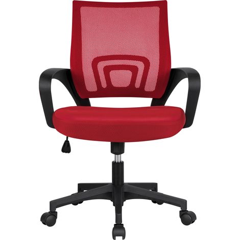 Yaheetech – Chaise de bureau ergonomique en maille – Dossier mi-haut respirant – Assise élargie 52,5x51cm – Hauteur réglable 35-45cm – Capacité 136kg