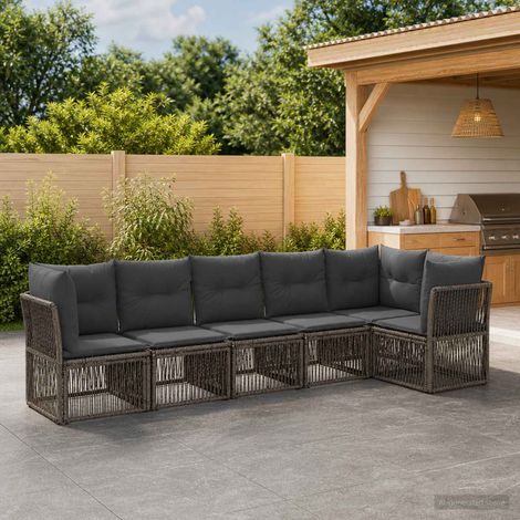 Set Divano da Giardino 6 pcs Grigio polyrattan vidaXL (1/5)