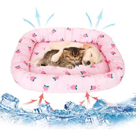 Tapis rafraîchissant pour animaux de compagnie, couverture rafraîchissante d'été, lit rafraîchissant pour chats, tapis auto-rafraîchissant, tapis rafraîchissant lavable, convient aux chats, rose ceris (1/5)