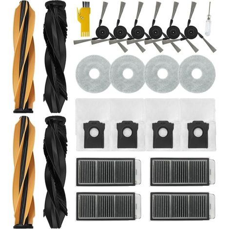 Accessoires pour dreame X50 Ultra Complete / L40s Pro Ultra/Mova V50 Ultra Complete Robot Aspirateur 2 jeux de brosses principales, 4 filtres, 6 brosses latérales, 4 serpillières, 4 sacs (1/4)