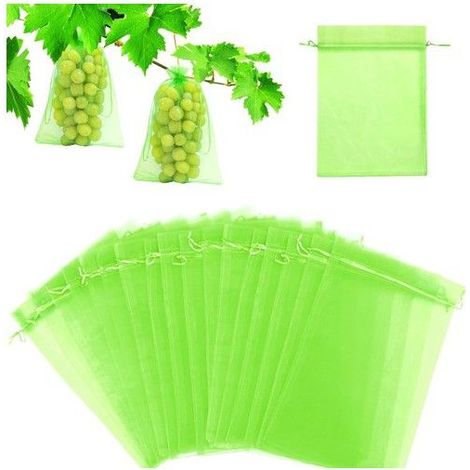 Sac protection fruits - Lilaris - Organza résistant - Cordon de serrage - 20x30 cm - Vert fruit - 100 pièces (1/5)